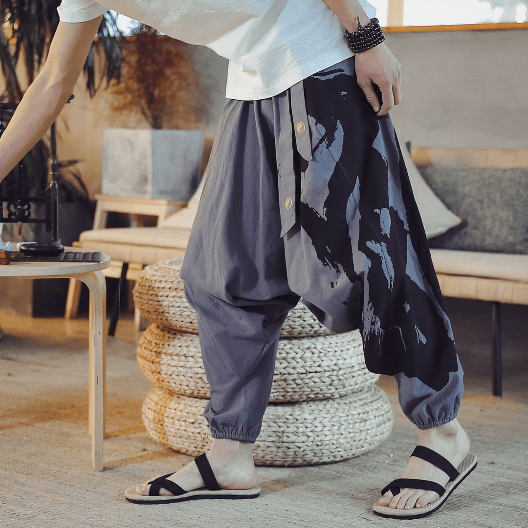 Loose Cropped Trousers with Bouquet Feet Trousers Men - MRSLM