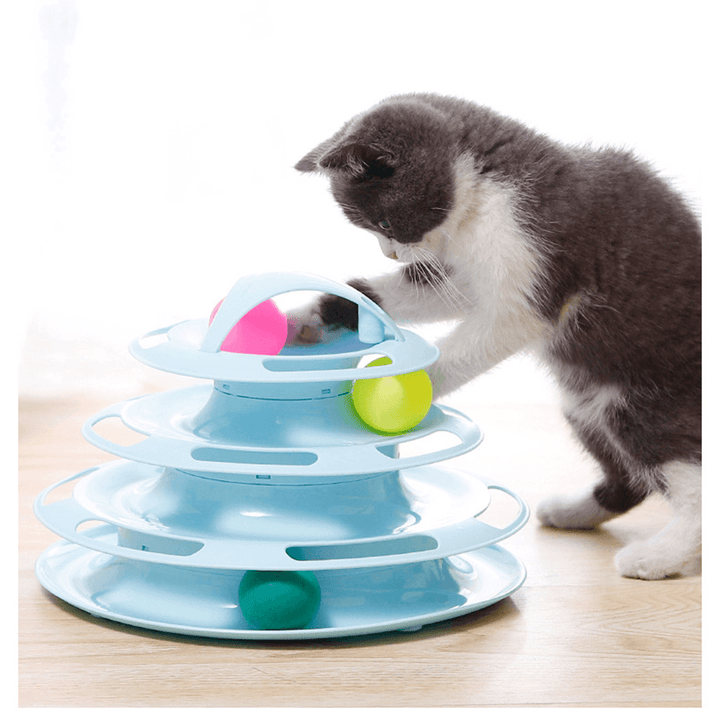 Cat Tracks Cat Toy Four Levels of Interactive Play Circle Track with Moving Balls Fun Mental Physical Exercise Puzzle Toy - MRSLM