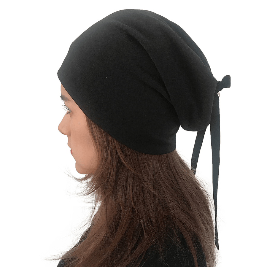 Women Summer Plain Color Turban Hat Casual Bow Skullcap Beanie Caps - MRSLM