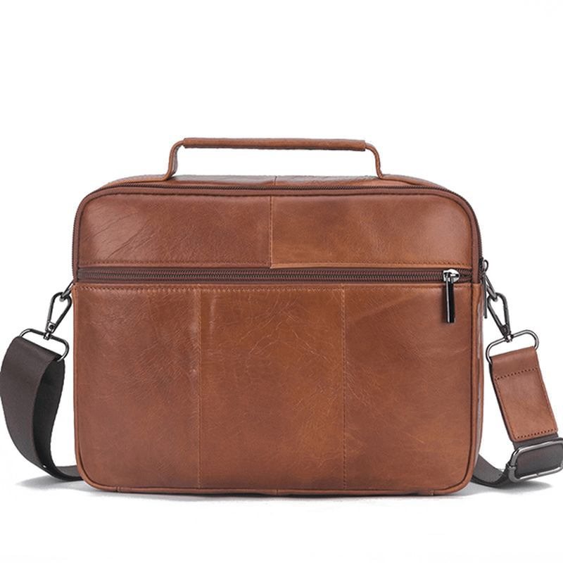 Men Genuine Leather Casual Large Capacity Handbag Crossbody Bag - MRSLM