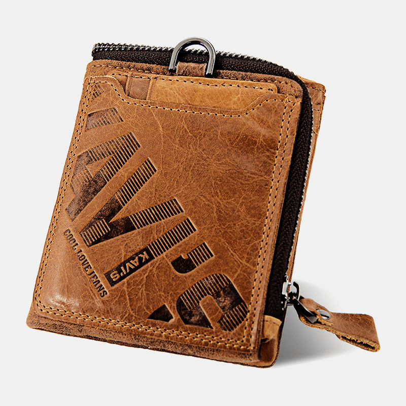 Men Genuine Leather Multifunction Retro Bifold Multi-Card Slot Card Holder Coin Purse Wallet Money Clip - MRSLM