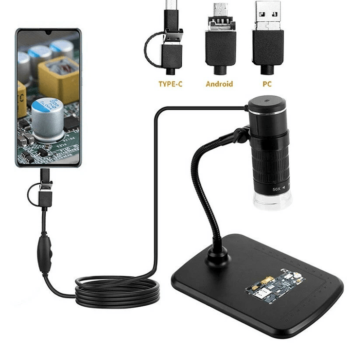 3 in 1 Digital Microscope HD 1000X Portable Electronic Magnifier Camera 8 LED USB Microscope Endoscopy Camera Kids Tool - MRSLM