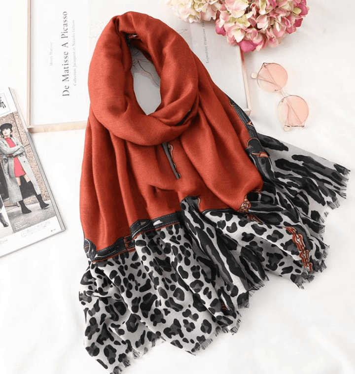 Men'S and Women'S Cotton Scarf Casual Leopard Print Long Gauze Scarf - MRSLM