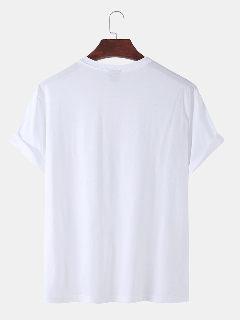 Mens Cartoon Planets Print 100% Cotton O-Neck Short Sleeve T-Shirt - MRSLM