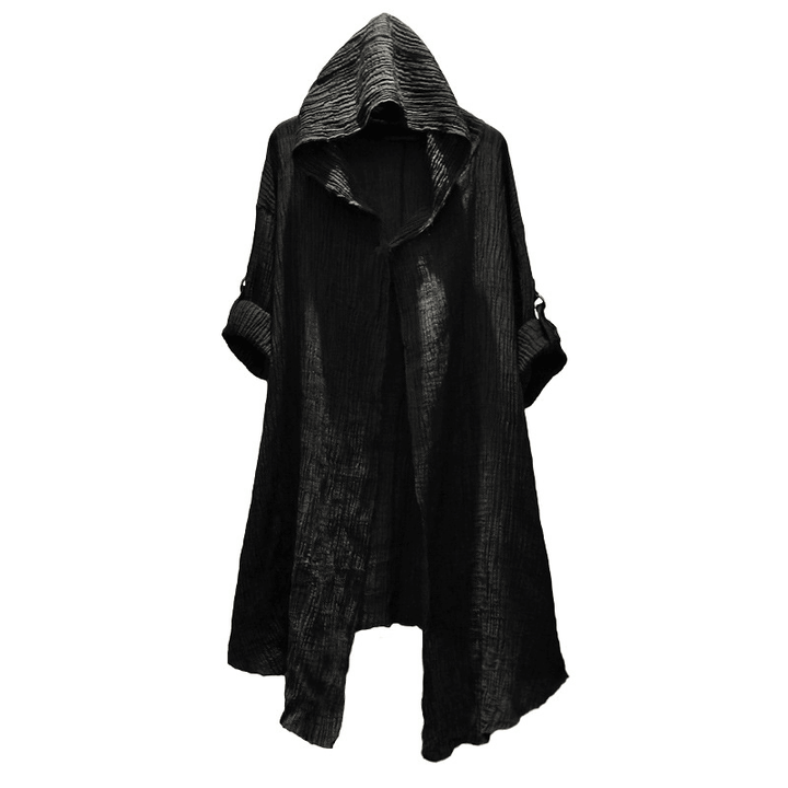 Long Hooded Crumpled Linen Shirt for Men and Women - MRSLM