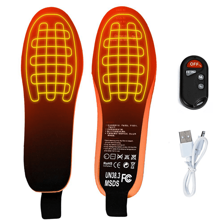 Intelligent Remote Heating Insole USB Charging 3 Model Adjustable Electric Heating Insole Cutable Foot Warmer - MRSLM