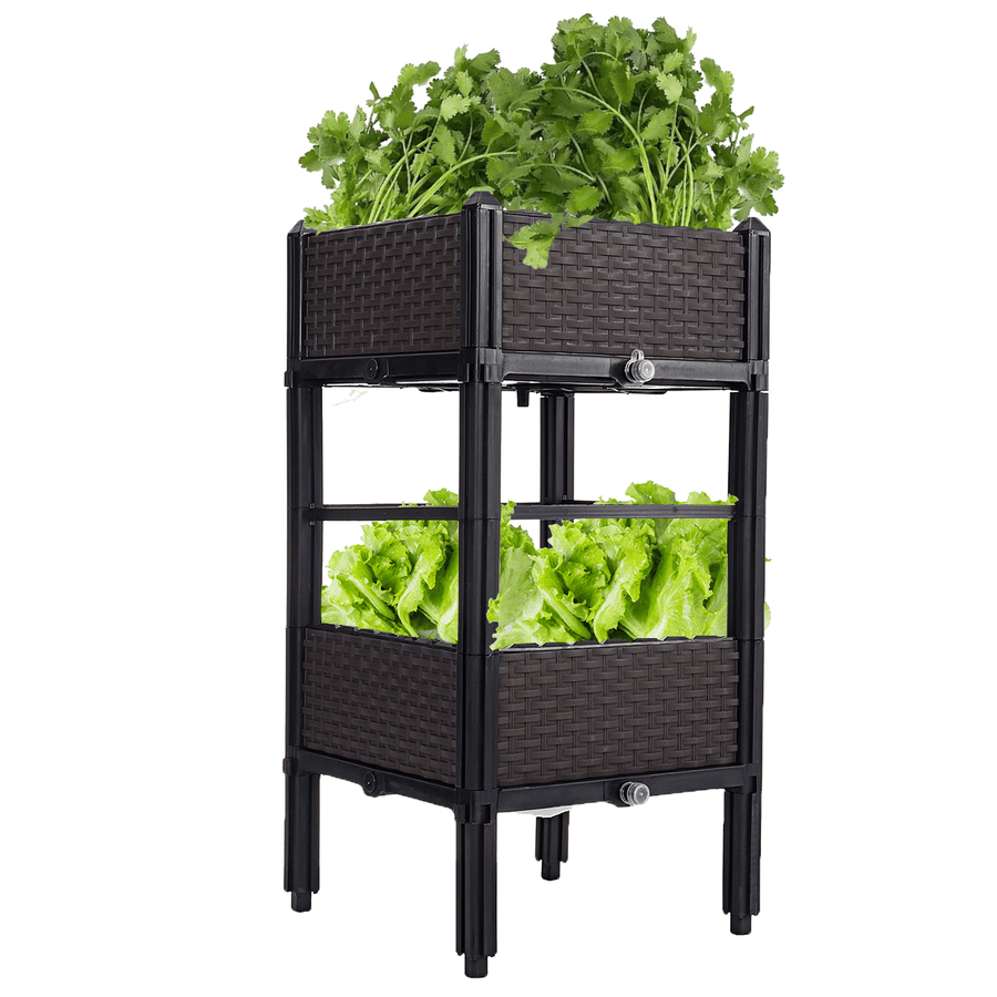 Double Layer Planting Box Plastic Rattan Grow Vegetables for Outdoor - MRSLM