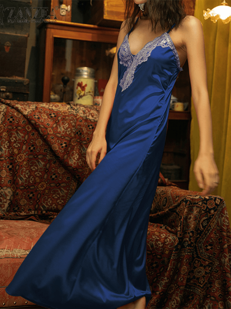 100% Polyester Spliced Lace Sleeveless Dress for Women - MRSLM