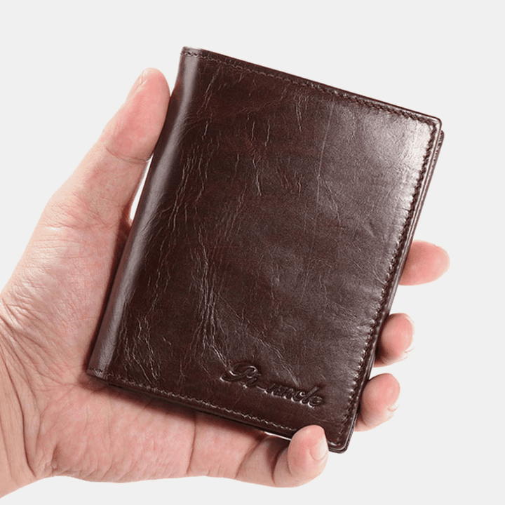 Men Genuine Leather RFID anti Theft 15 Card Slots Bifold Wallet Purse - MRSLM