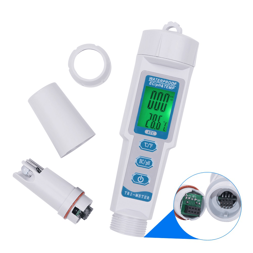 3 in 1 PH-983 EC PH Water Quality Tester Pen Backlight Digital PH Meter Probe for Aquarium Swimming Pool Laboratory - MRSLM