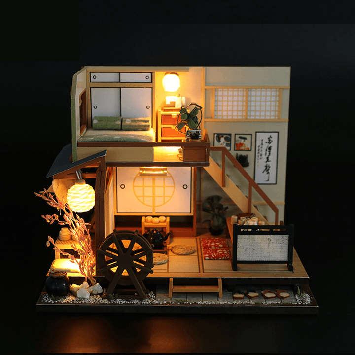 Hongda M034 Karuizawa Forest Holiday DIY Handmade Assemble Doll House Kit Miniature Furniture Kit with LED Lights for for Gift Collection House Decoration - MRSLM
