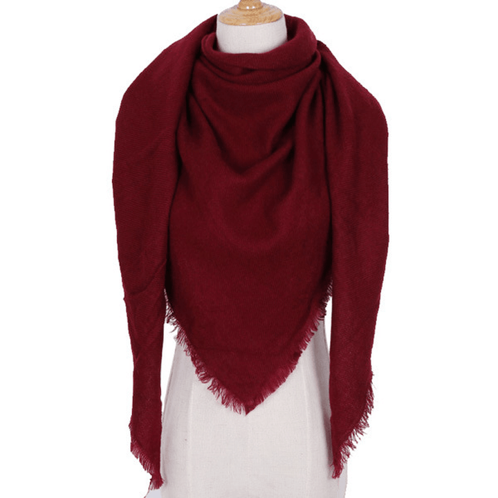 Pure Color Triangle Scarf Female Imitation Cashmere Warm Shawl - MRSLM