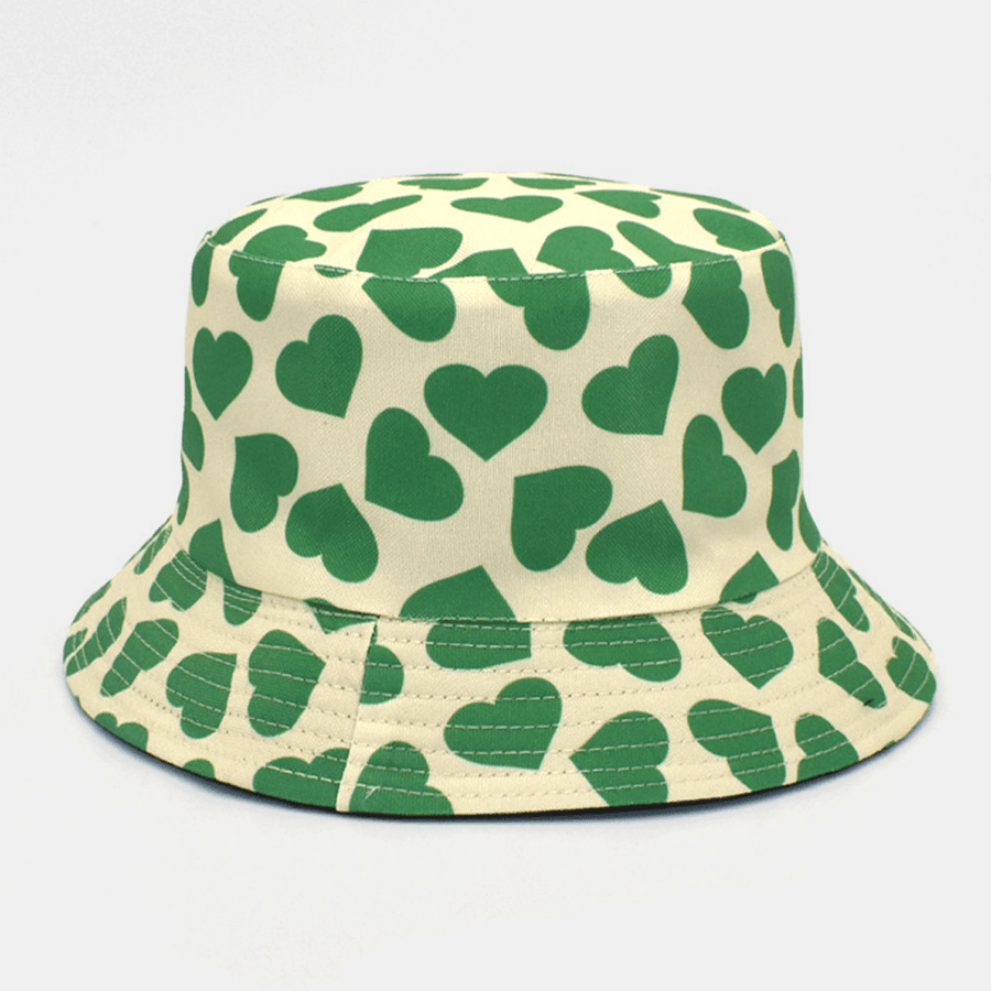 Women & Men Love Print Pattern Double-Sided Outdoor Casual Sunshade Bucket Hat - MRSLM