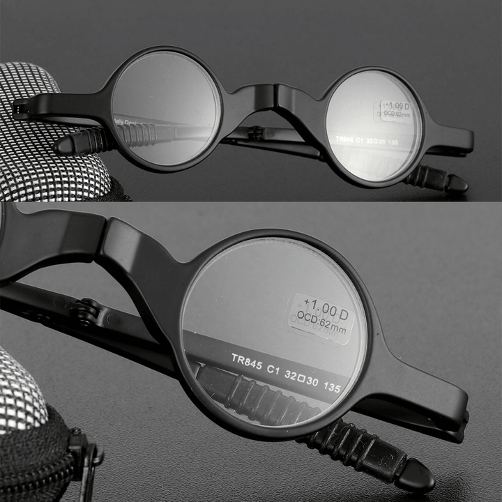 Men round Super Light Foldable Radiation Protection Full Frame Reading Glasses Distance Glasses with Zipper Bag - MRSLM