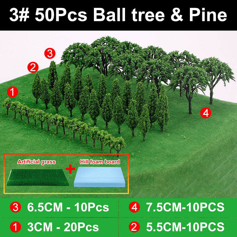 2.8Cm-8.5Cm Mini Railway Road Landscape Scenery Tree Scale DIY Sand Table Model Building Tree - MRSLM
