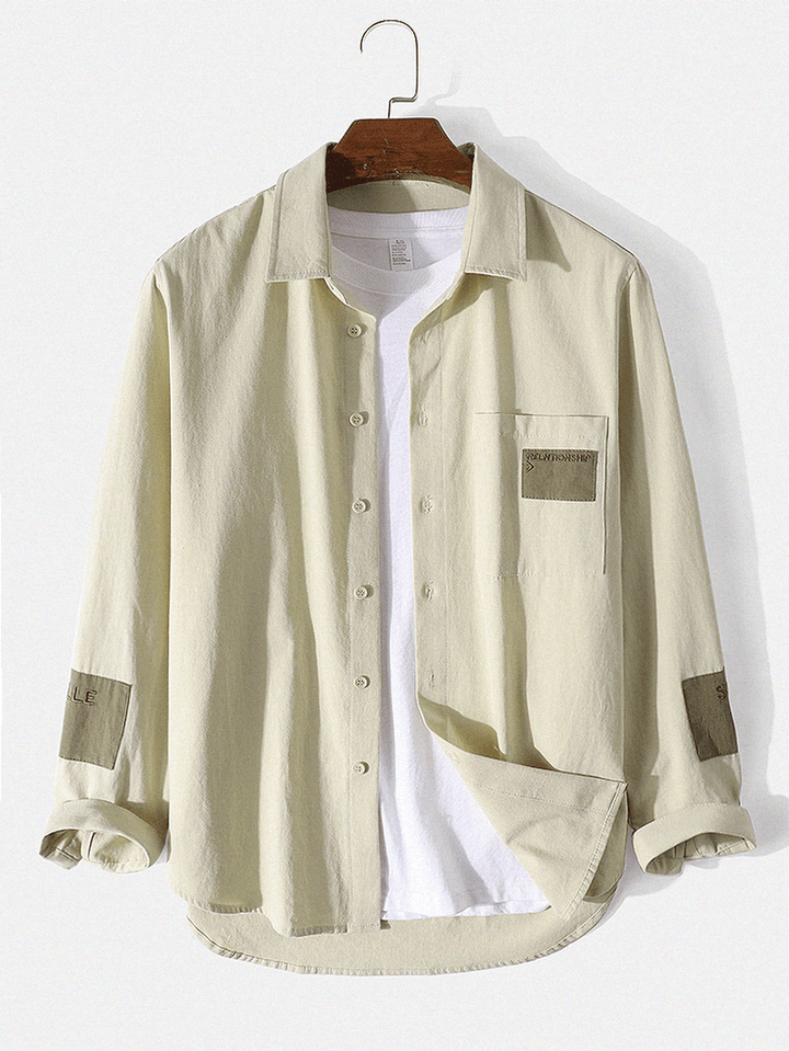 Mens 100% Cotton Button down Long-Sleeve Shirt - MRSLM