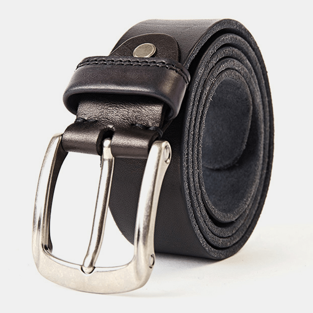 Men Genuine Leather 105/110/115/120/125/130Cm Retro Wild Pin Buckle Jeans Suits First Layer Cowhide Belt - MRSLM