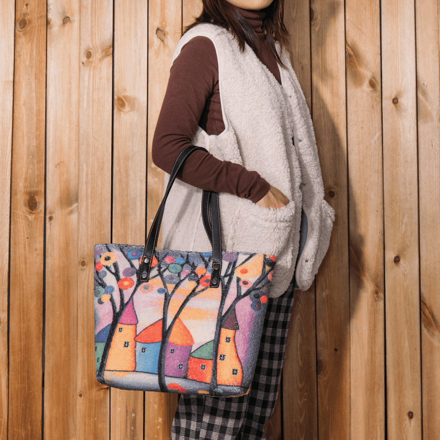 Women Colorful DIY Lamb Hair Bag Tote Bag Shoulder Bag - MRSLM