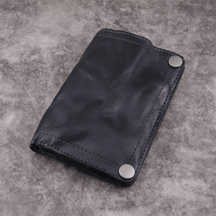 Men Retro Genuine Leather Old 8 Card Slots Card Case Money Clip Wallet - MRSLM