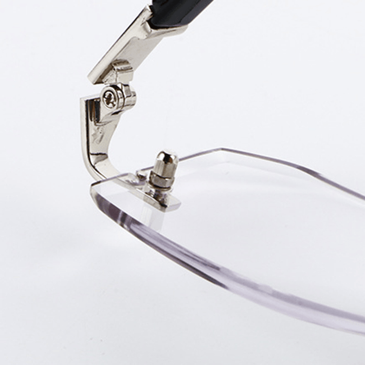 Mens Antifatigue Rectangle Rimless Lightweight Readers Reading Glasses Frameless Presbyopic Glasses - MRSLM