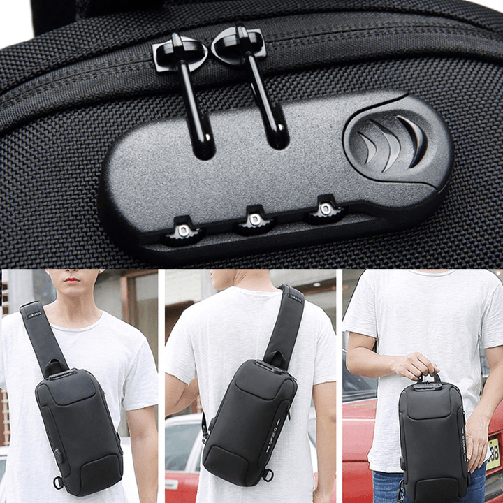 Men Anti-Theft USB Charging Multi-Layers Waterproof Crossbody Bag Chest Bag Sling Bag - MRSLM