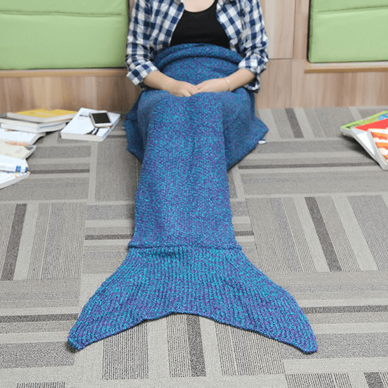 Two Size Thick Needle Yarn Knitting Mermaid Tail Blanket Woman Warm Super Soft Bed Mat - MRSLM
