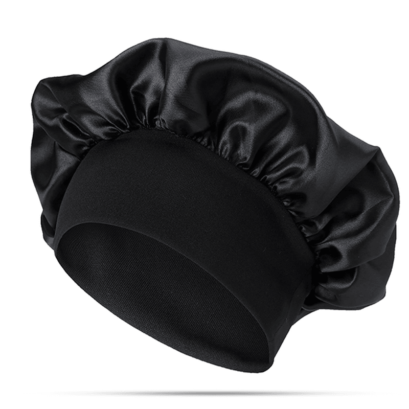 Black Fleece Elastic Bathing Cap Headband Shower Cap - MRSLM