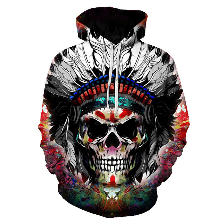Skull 3D Printing Hooded Pocket Pullover Sweater Nanchao Hoodie Men'S Personality Manufacturer - MRSLM
