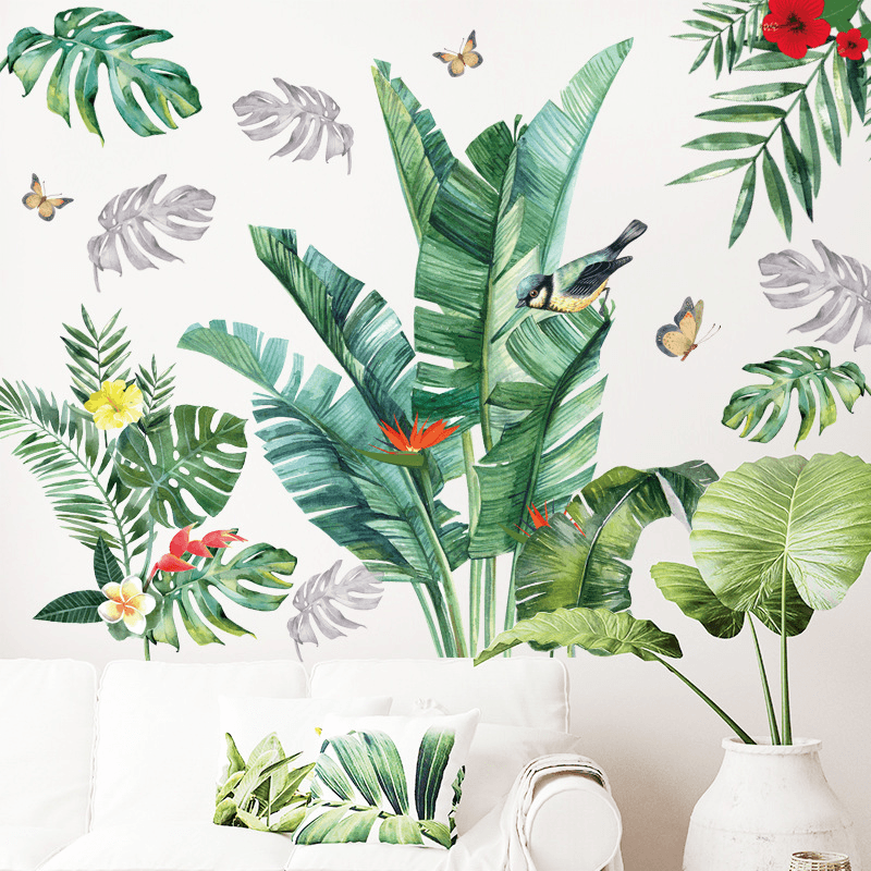 Wall Stickers Decoration Nordic INS Green Leaves Self-Adhesive Wall Paper Living Room Bedroom Stickers - MRSLM