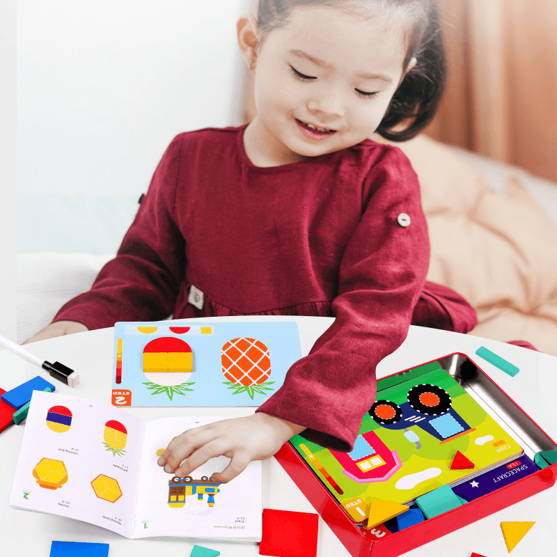 Magnetic Geometric Shape Cognitive Building Blocks Early Education Educational Toys - MRSLM