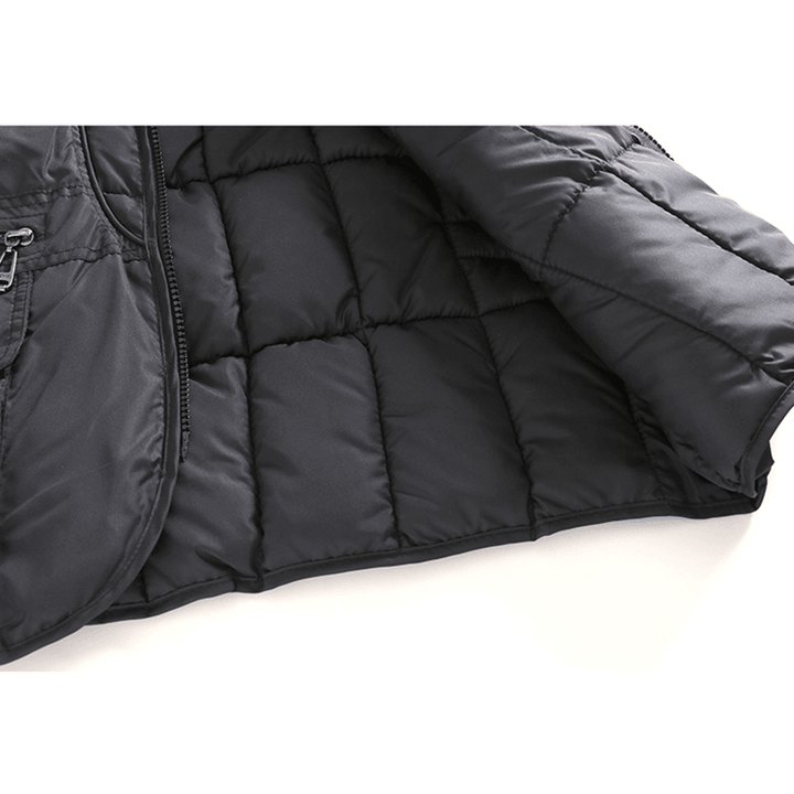 Mens Casual Loose Fit V Neck Multi Pockets Solid Color Autumn Winter Vest - MRSLM