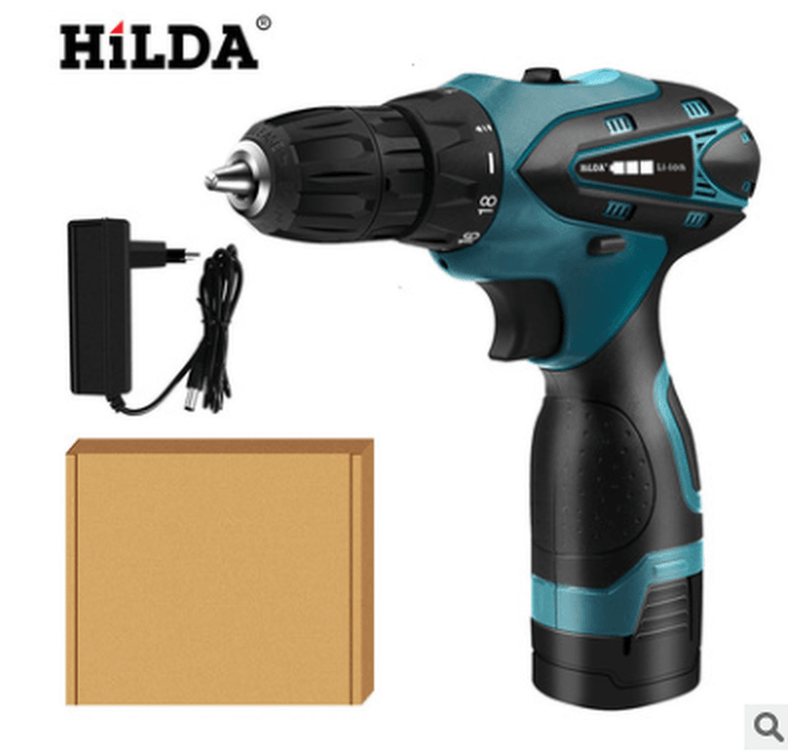 HILDA 16.8V LED Light Cordless Electric Drill Driver Lithium Battery 2 Speed Screwdriver Drill Power Tools Waterproof Hand Drill - MRSLM