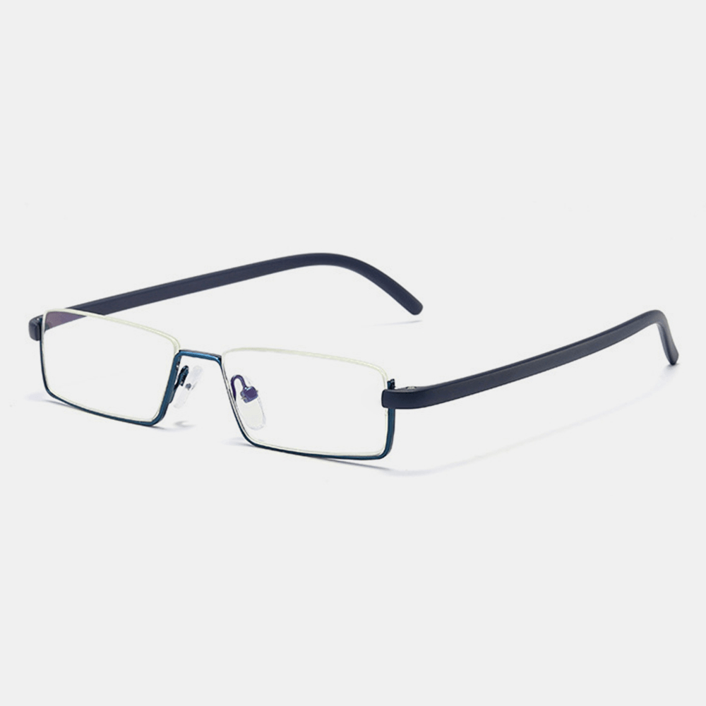 Unisex Anti-Blue Light Metal Half-Frame Hanging HD Light Reading Glasses Presbyopic Glasses with Box - MRSLM