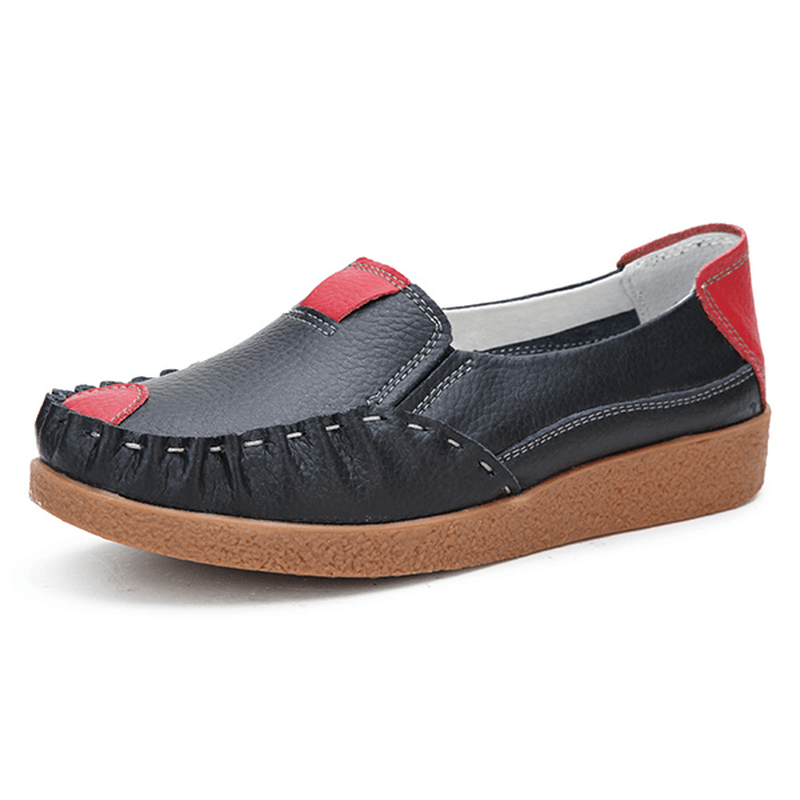 Women Autumn Flats Soft Sloe round Toe Shoes Color Matching Flat Loafers - MRSLM