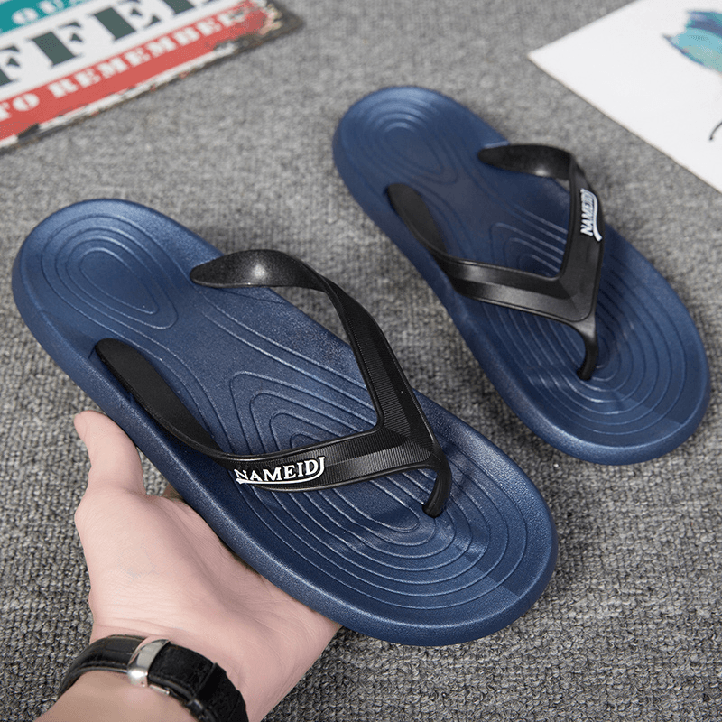 Men Lightweight Soft Sole Casual Flip Flops Outdoor Beach Platform Slippers - MRSLM