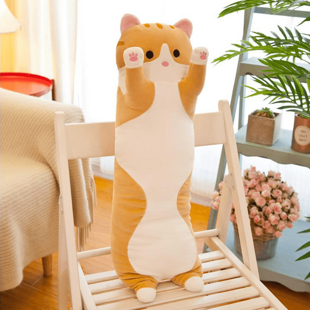 110/130Cm Cute Plush Cat Doll Soft Stuffed Pillow Doll Toy for Kids - MRSLM