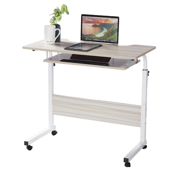 Mobile Rolling Computer Laptop Desk Bedside Workstation Height Adjustable Table Shelf - MRSLM