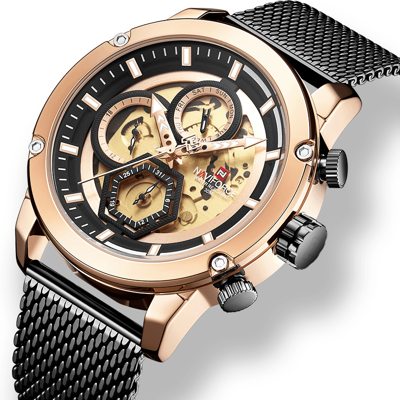 NAVIFORCE 9167 Business Style Luminous Hand Men Wrist Watch Calendar Quartz Watch - MRSLM