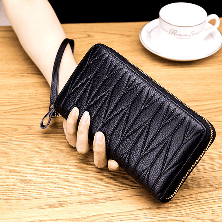 Women RFID Antimagnetic Genuine Leather Multi-Slots Wallet - MRSLM