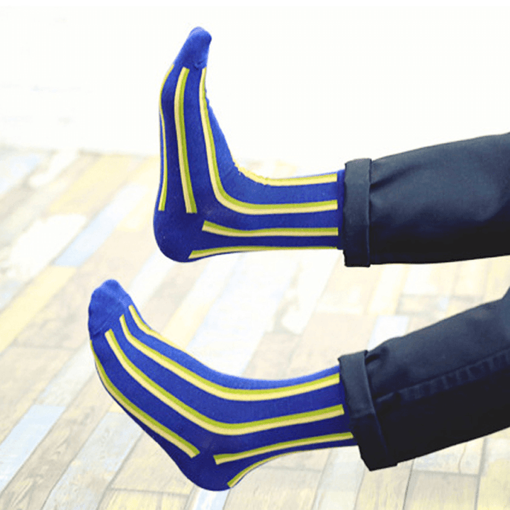Men Vertical Stripe Middle Tubes Socks Cotton Warm Sock - MRSLM