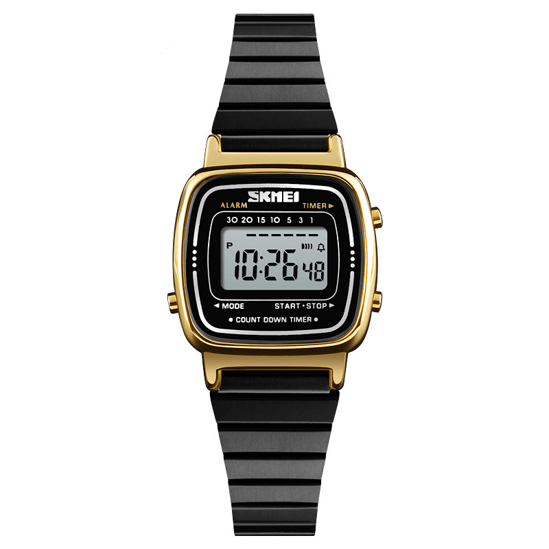 SKMEI 1252 Fashionable Small Dial Digital Watch Stainless Steel Stopwatch Women Watches - MRSLM