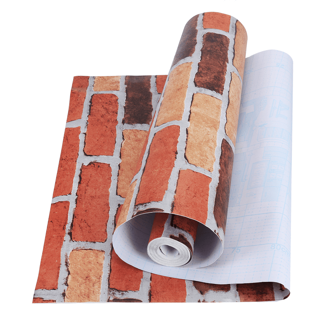 45X100Cm 3D Stone Brick Wall Paper Sticker Kitchen Bathroom Waterproof PVC Home - MRSLM