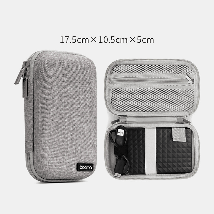 Men Oxford Large Capacity Waterproof 2.5 Inch Mobile Hard Drive Protective Case Portable Double Storage Bag Power Bank Bag Clutch Bags - MRSLM