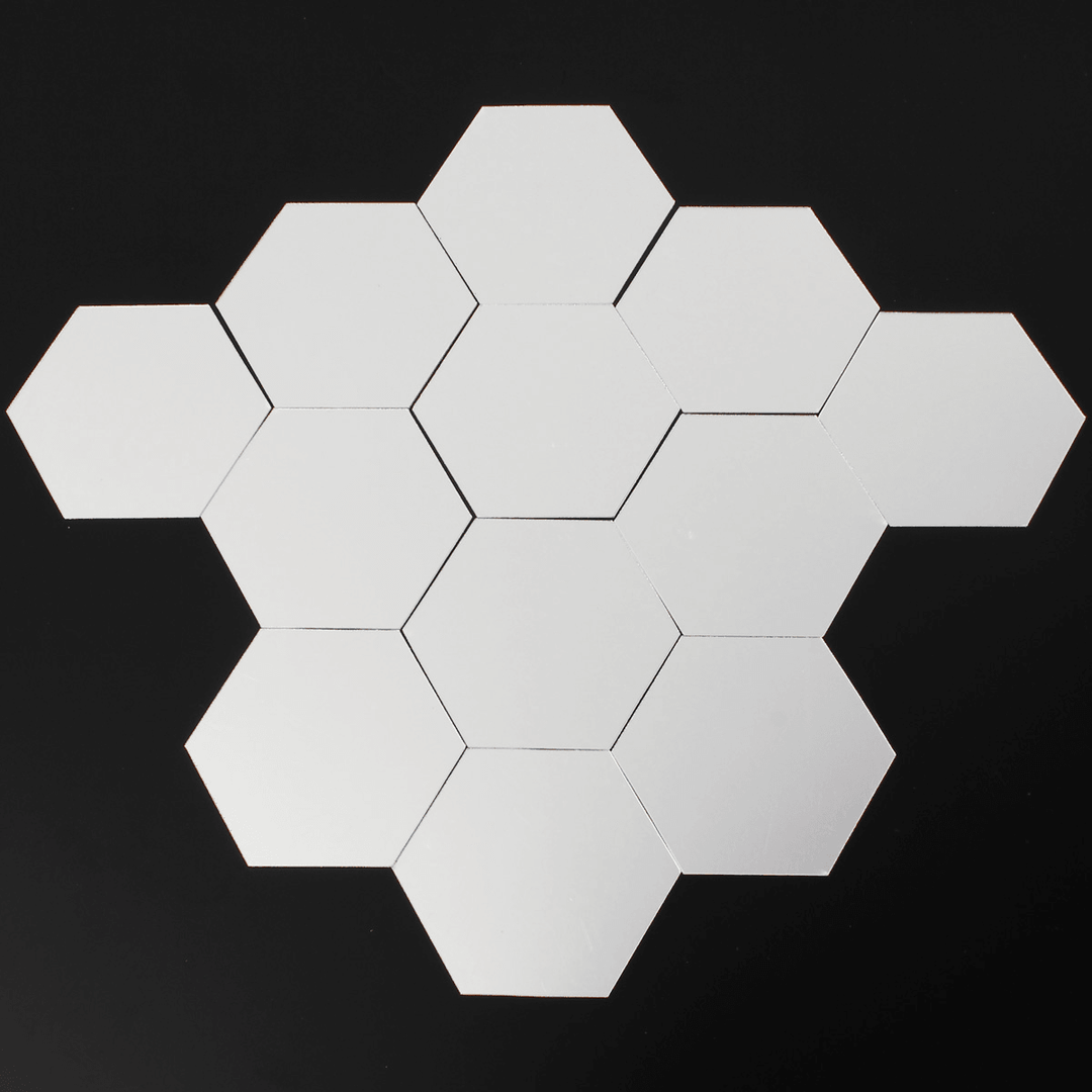 12Pcs 8Cm Mirror Wall Sticker Hexagon Removable Acrylic 3D Mirror DIY Home Room Decor Art - MRSLM
