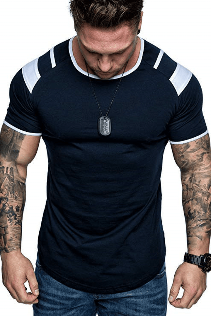 Men'S Light Version of the round Neck T-Shirt Spring round Neck Cotton Sports Short Sleeves - MRSLM