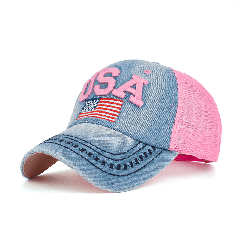 Unisex Vintage Patriotic Baseball Cap Stylish Distressed American Flag Hat - MRSLM