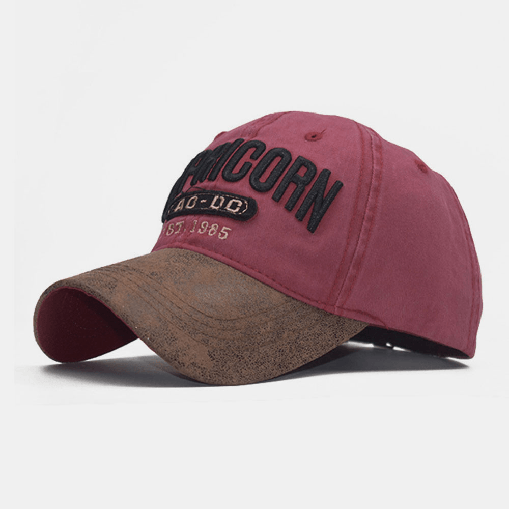 Men Made-Old PU Stitching Cotton Washed 3D Letters Three-Dimensional Embroidered Baseball Hat - MRSLM