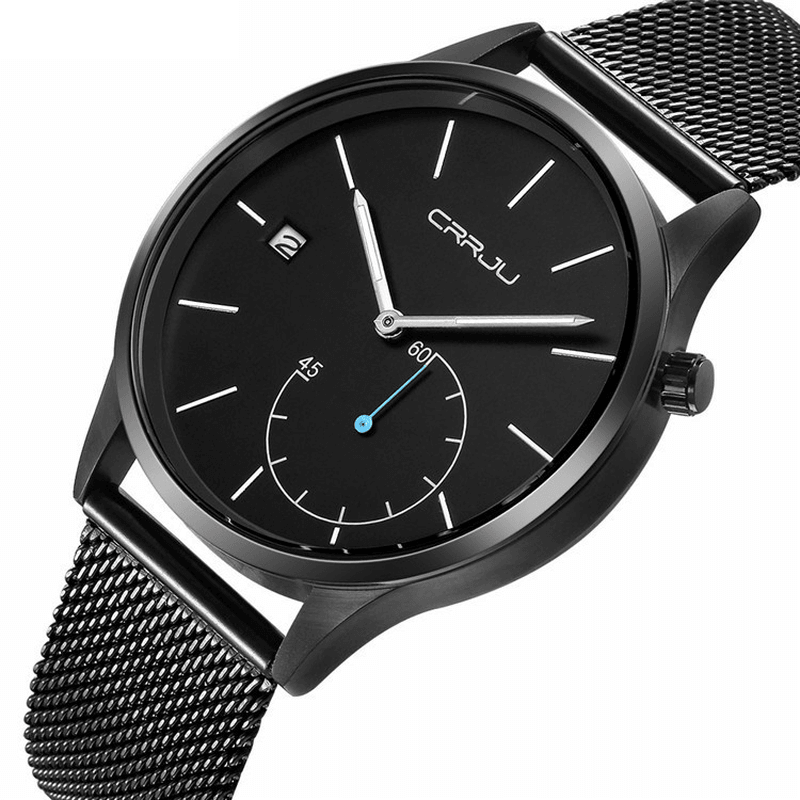 CRRJU 2129 Casual Calendar Leather Strap Working-Dials Men Wristwatch Quartz Watch - MRSLM