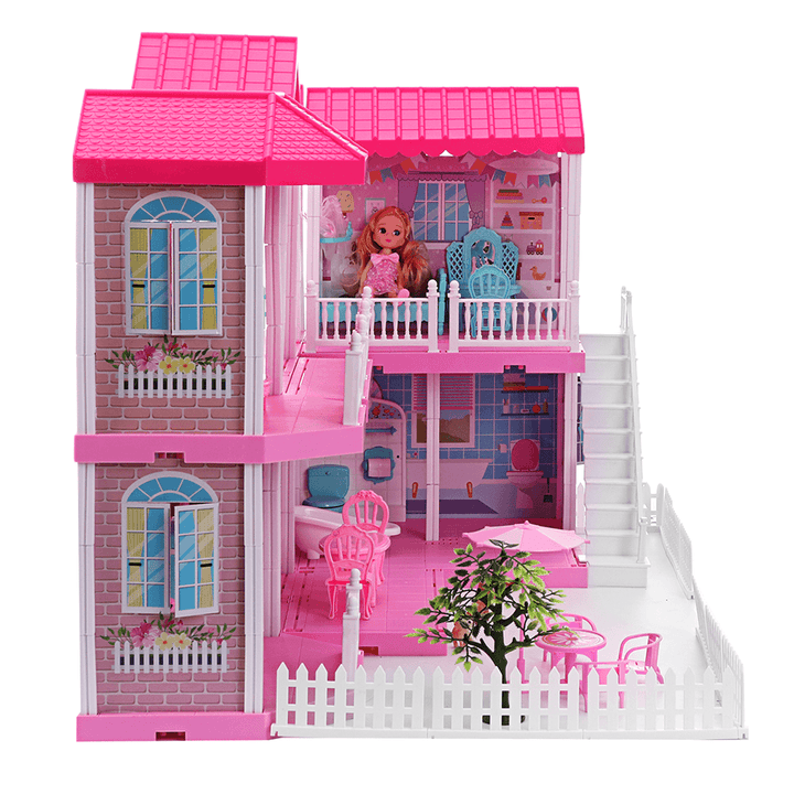 Kids Play House Toys Dollhouse Princess House 3D DIY Castle Home Girls Birthday Gifts - MRSLM