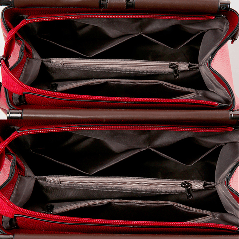 Women PU Leather Fashion Casual Medium Capacity Solid Color Multi-Carry Handbag Crossbody Bag Shoulder Bag - MRSLM
